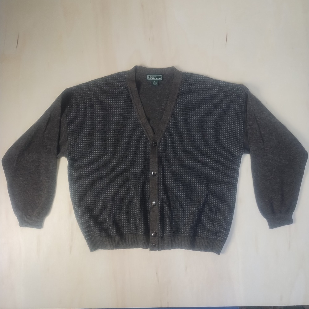 Vintage Croft & Barrow Cardigan Mens XL Wool Blend Made in Italy Grandpa Core